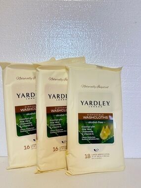50 Disposable‎ Washcloths Yardley London Aloe Vera Chamomile Vitamin E